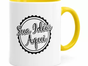 Caneca Personalizada Empresa V01 Alça E Interno Amarelo