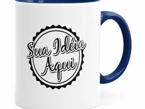 Caneca Personalizada Empresa V01 Alça E Interno Azul Escuro