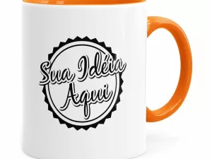 Caneca Personalizada Empresa V01 Alça E Interno Laranja