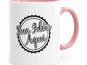 Caneca Personalizada Empresa V01 Alça E Interno Rosa