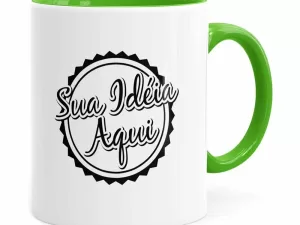 Caneca Personalizada Empresa V01 Alça E Interno Verde Claro