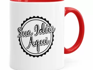 Caneca Personalizada Empresa V01 Alça E Interno Vermelho